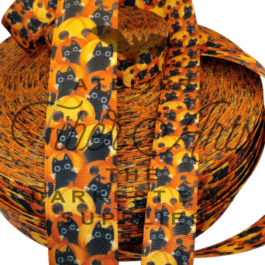 Webbing - Hallow Kitties - 2 sizes - sold by the meter Atelier Fiber Arts