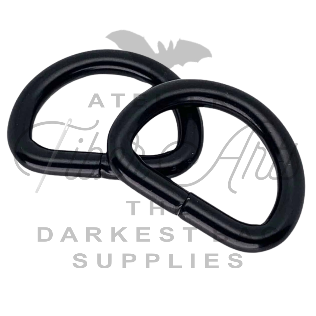 THICC D-rings - 25mm (1inch) - MATTE BLACK - pack of 2 at Atelier Fiber Arts