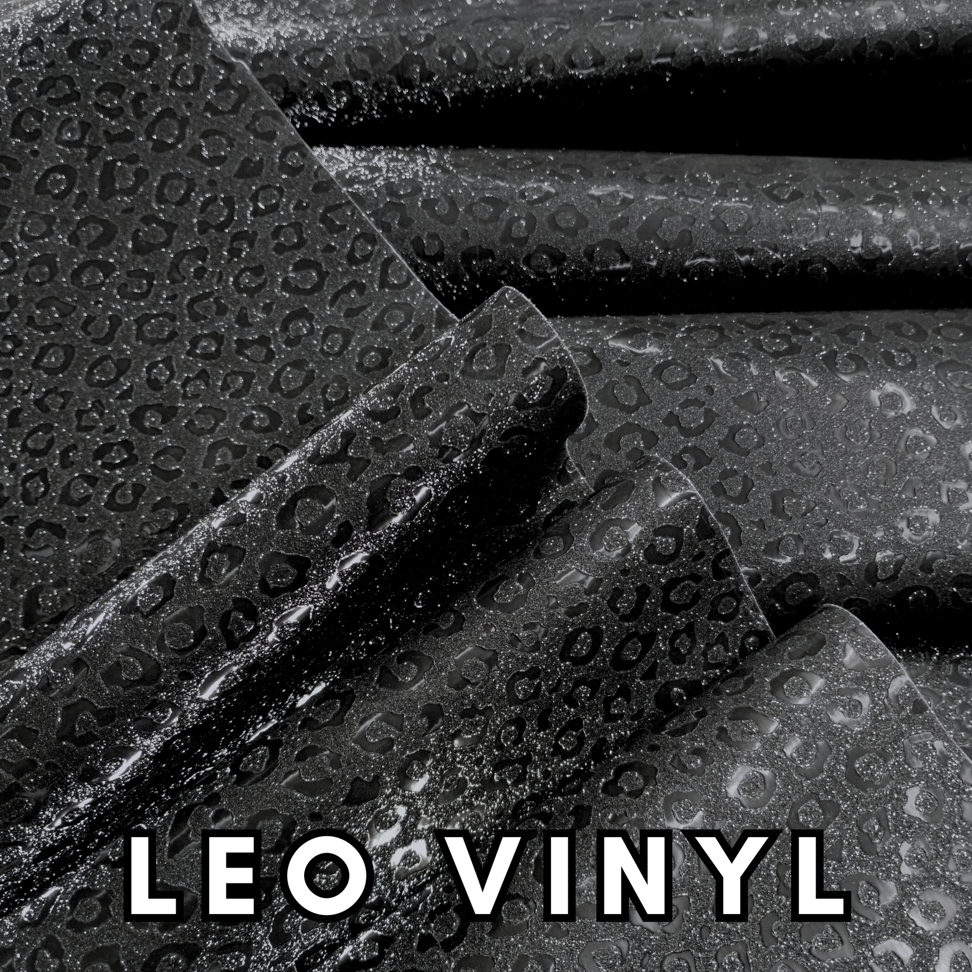 Shiny Leo Spots Vinyl in Black - 18" x 48" Atelier Fiber Arts
