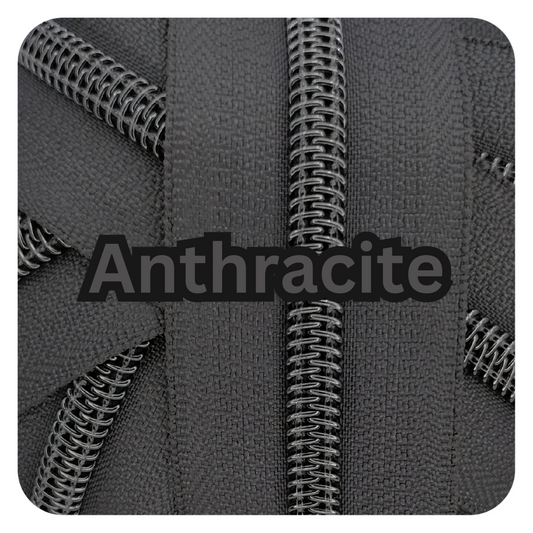 #5 Zipper - Anthracite with Gunmetal Teeth - by the meter at Atelier Fiber Arts