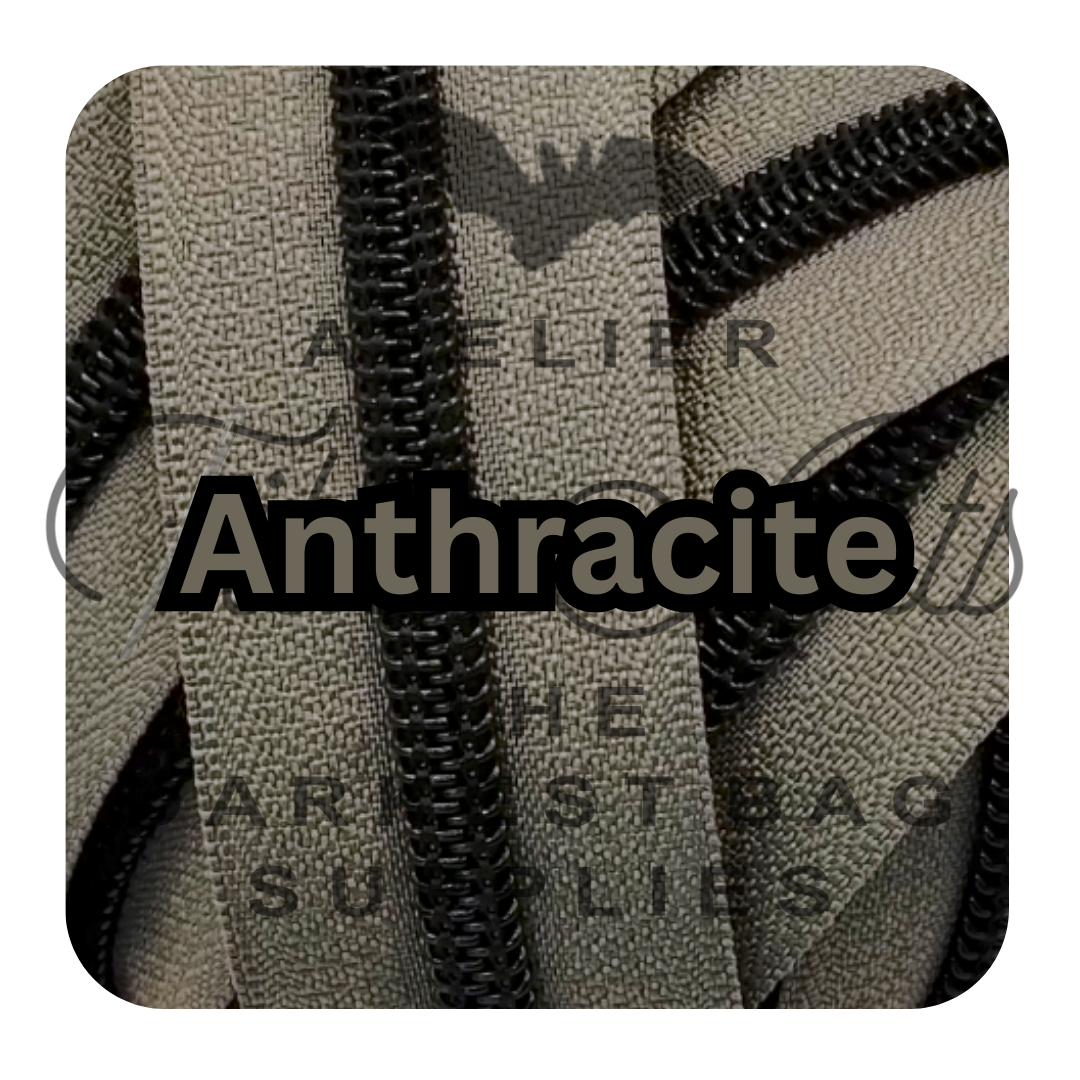 #5 Zipper - Anthracite - by the meter - Black Teeth at Atelier Fiber Arts