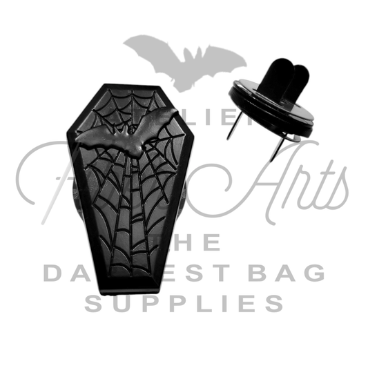 Bat Coffin Magnetic Snap in Matte Black - 1 set at Atelier Fiber Arts