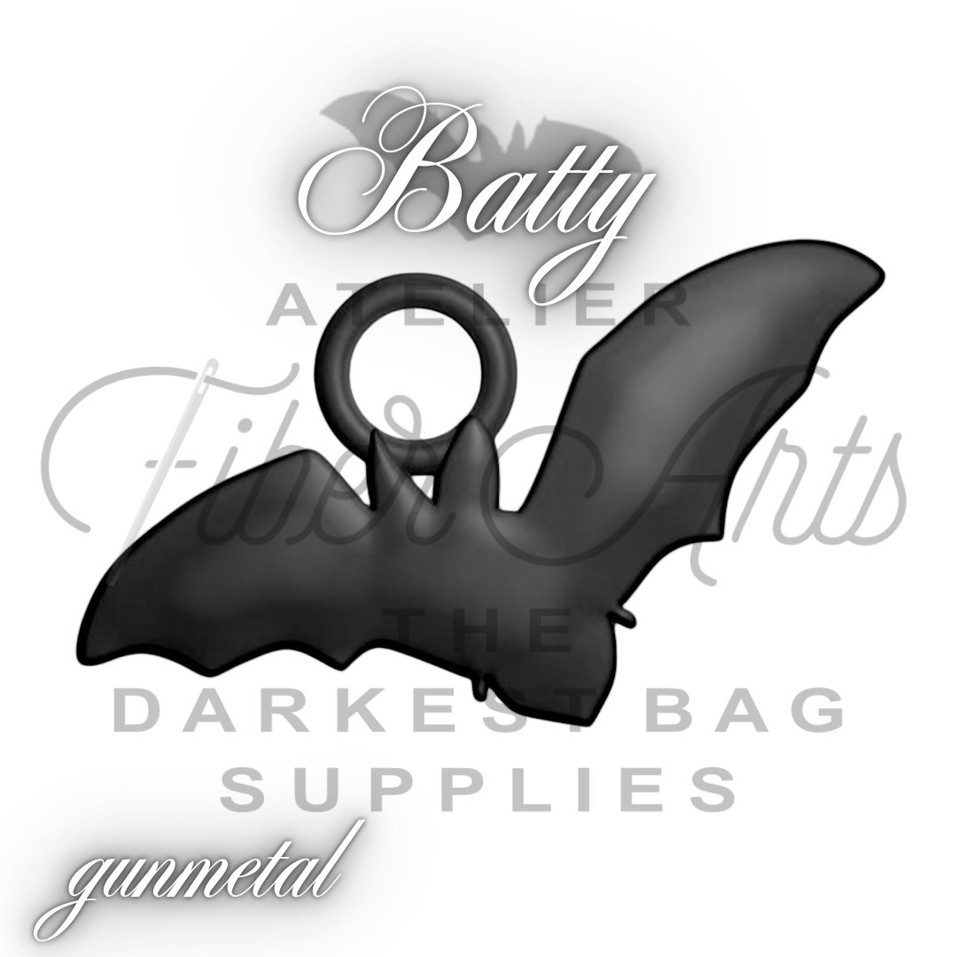 PRE-SALE #5 Batty Nylon Zipper Pulls in Gunmetal - 3pcs at Atelier Fiber Arts