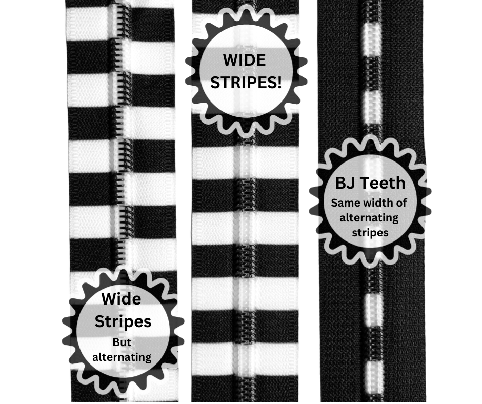 #5 Zipper - Beetlejuice Wide Stripes - by the meter Atelier Fiber Arts