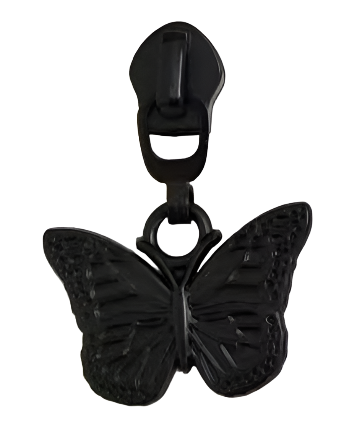 #5 Butterfly Nylon Zipper Pulls Matte Black - 3pcs Atelier Fiber Arts