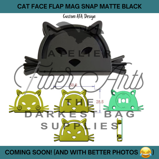 COMING SOON! Cat Face Edge Magnetic Snap - Matte Black - 1 set at Atelier Fiber Arts