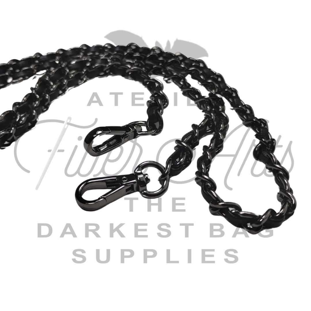 Purse Chain - GUNMETAL with Black Vinyl - 100cm / 36in - 1pc at Atelier Fiber Arts