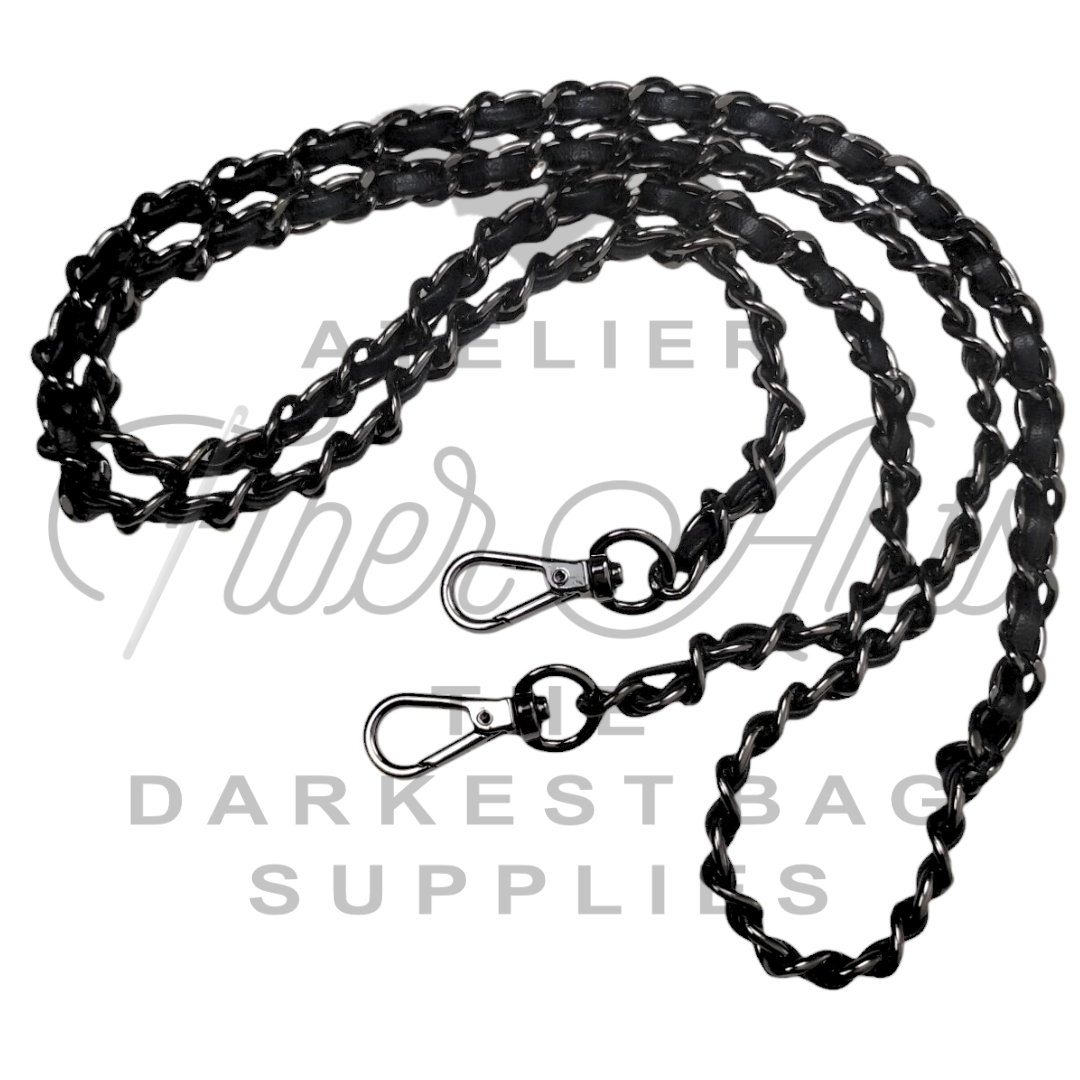 Purse Chain - GUNMETAL with Black Vinyl - 100cm / 36in - 1pc at Atelier Fiber Arts