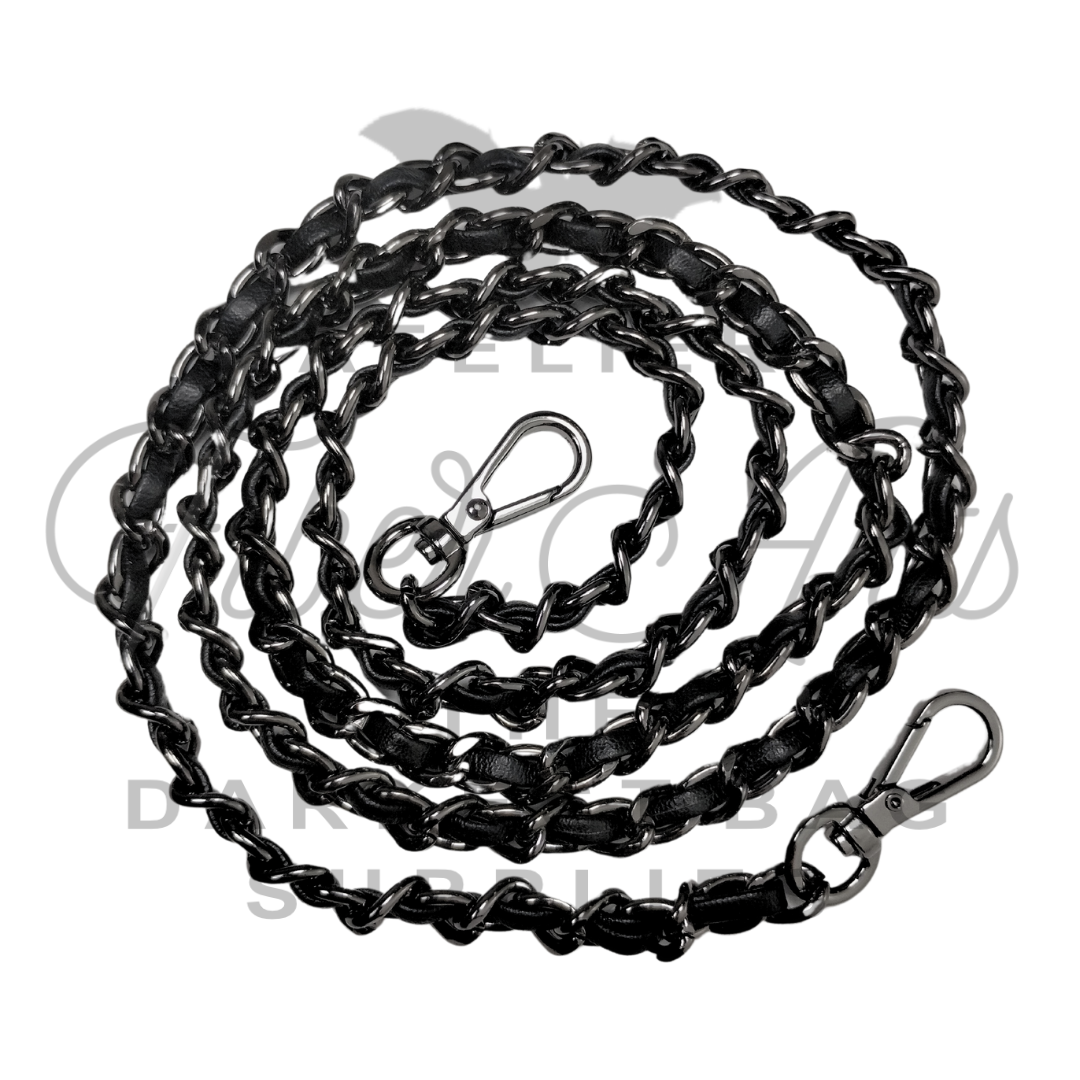 Purse Chain - GUNMETAL with Black Vinyl - 100cm / 36in - 1pc at Atelier Fiber Arts