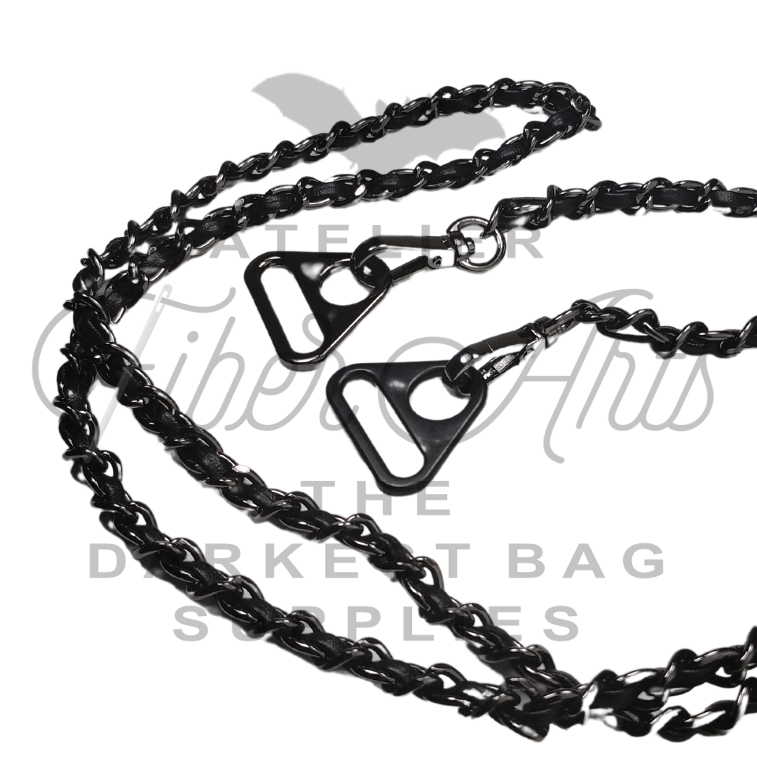 Purse Chain - GUNMETAL with Black Vinyl - 100cm / 36in - 1pc at Atelier Fiber Arts