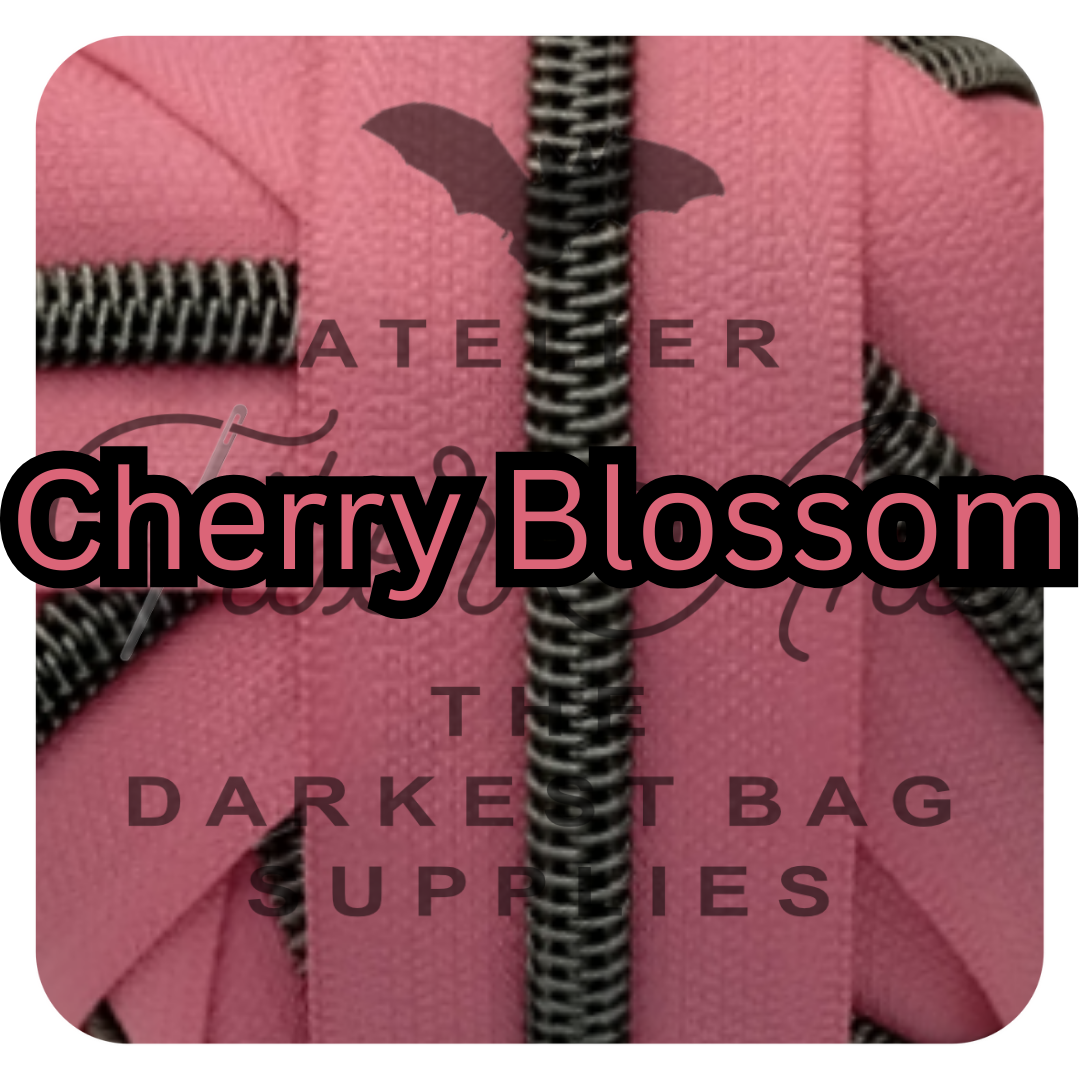 #5 Zipper - Cherry Blossom - by the meter - Gunmetal Teeth at Atelier Fiber Arts