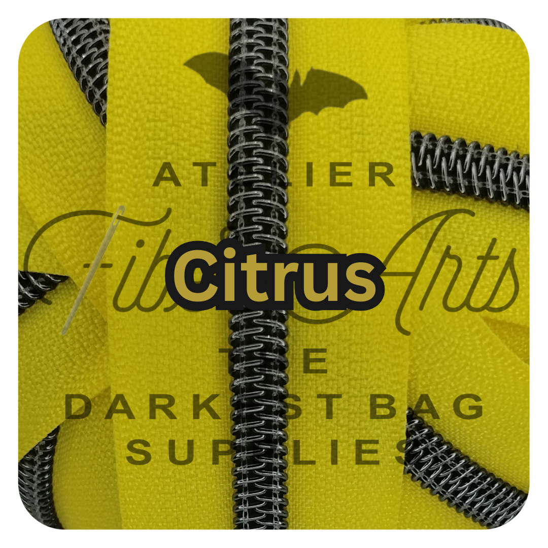 #5 Zipper - Citrus - by the meter - Gunmetal Teeth at Atelier Fiber Arts