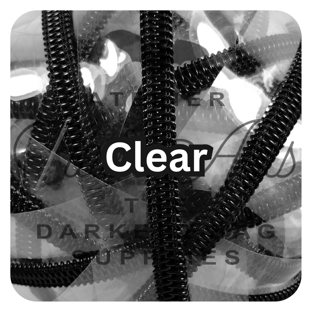 #5 Zipper - Clear PVC - by the meter - Black Teeth at Atelier Fiber Arts