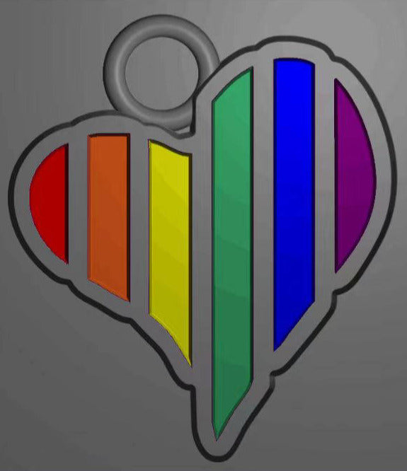 #5 Rainbow Heart Enamel Nylon Zipper Pulls in Matte Black - 3pcs Atelier Fiber Arts
