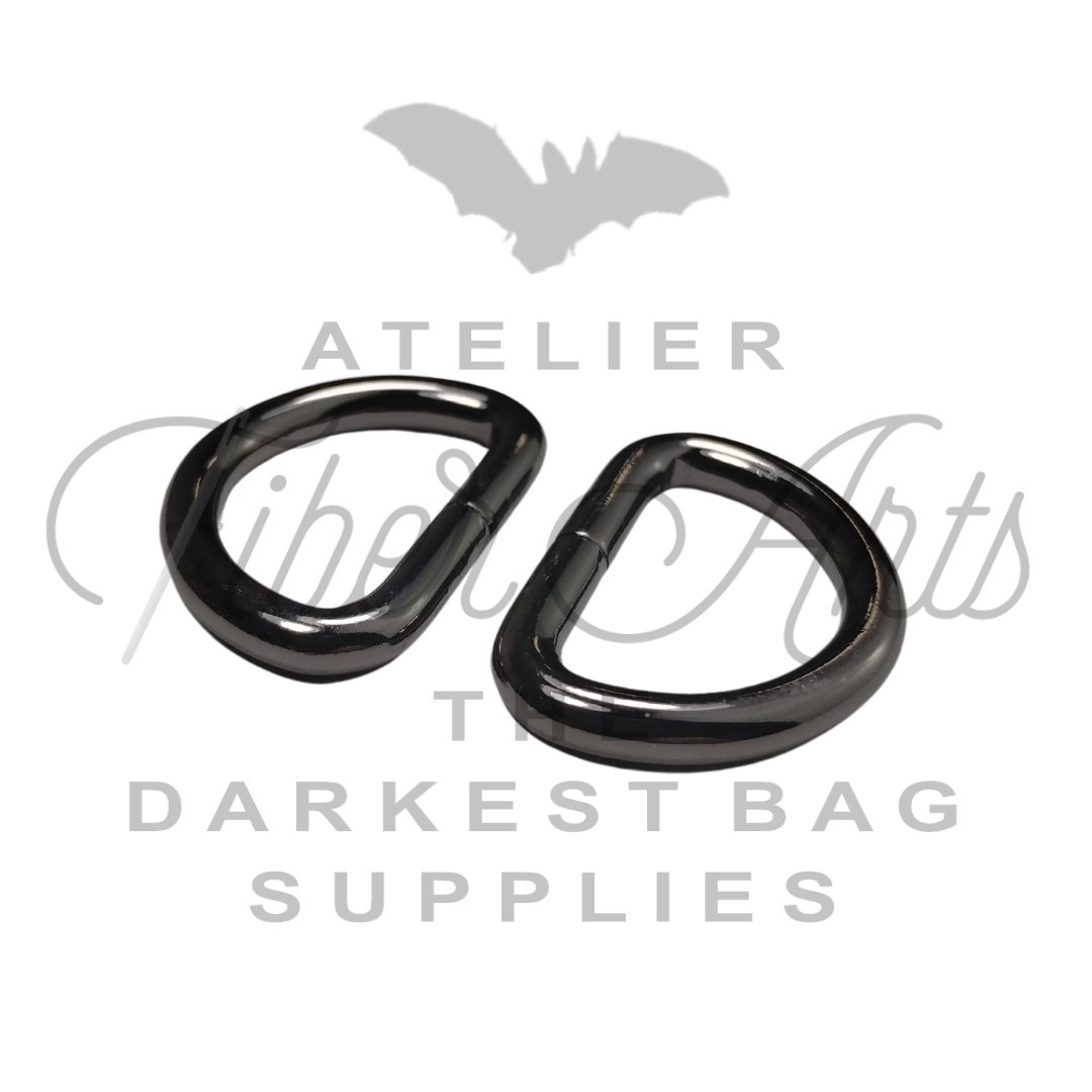 THICC D-rings - 25mm (1inch) - GUNMETAL - pack of 2 at Atelier Fiber Arts