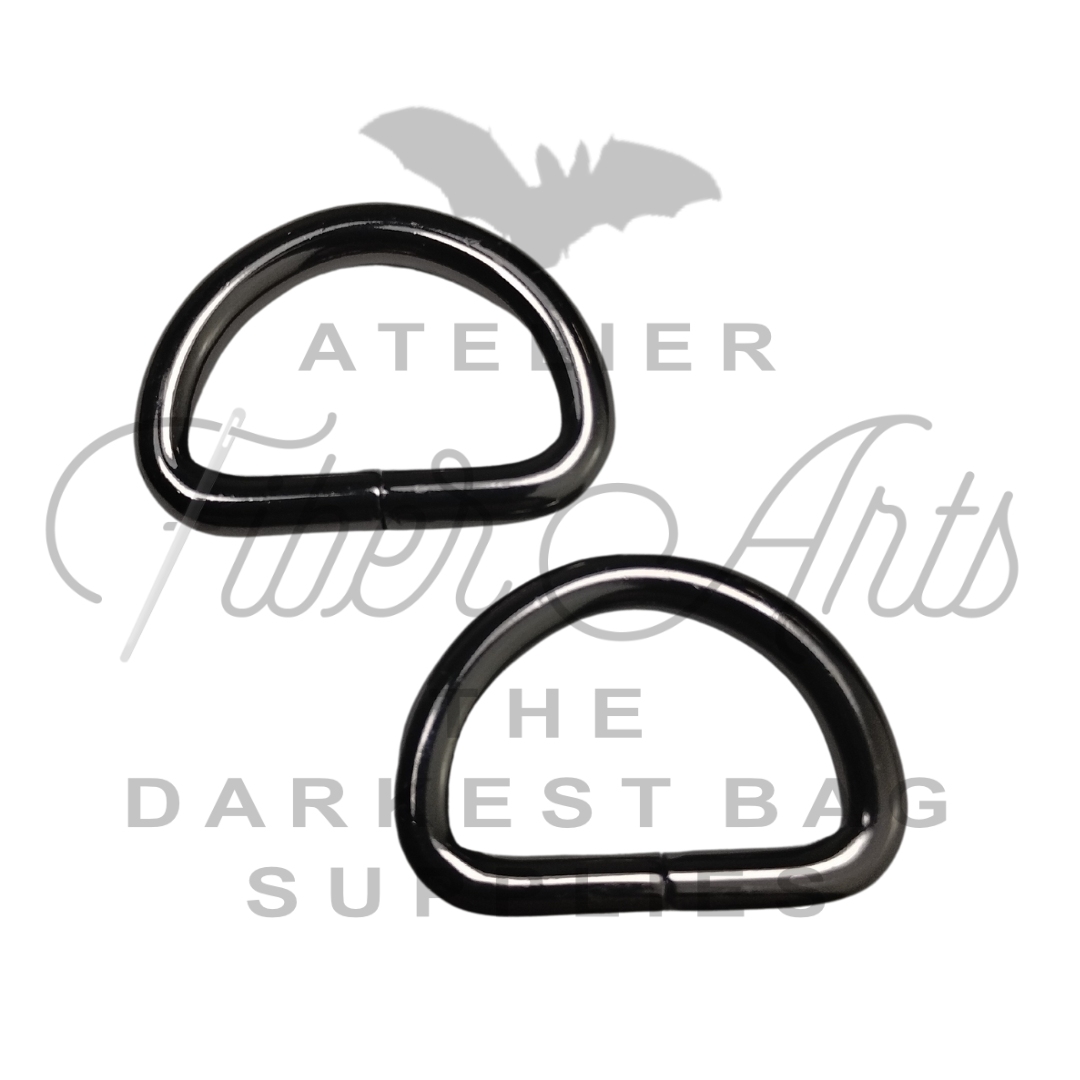 THICC D-rings - 25mm (1inch) - GUNMETAL - pack of 2 at Atelier Fiber Arts