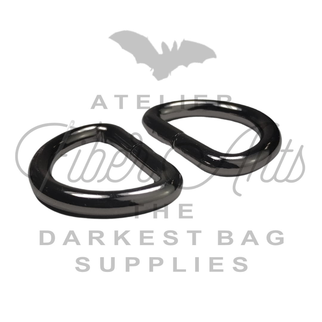 THICC D-rings - 25mm (1inch) - GUNMETAL - pack of 2 at Atelier Fiber Arts