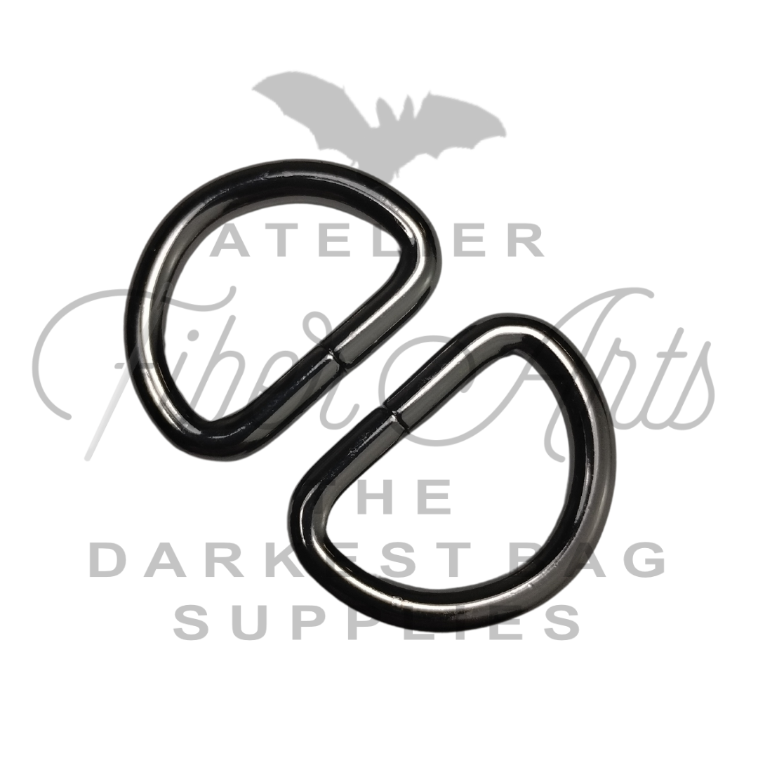 THICC D-rings - 25mm (1inch) - GUNMETAL - pack of 2 at Atelier Fiber Arts