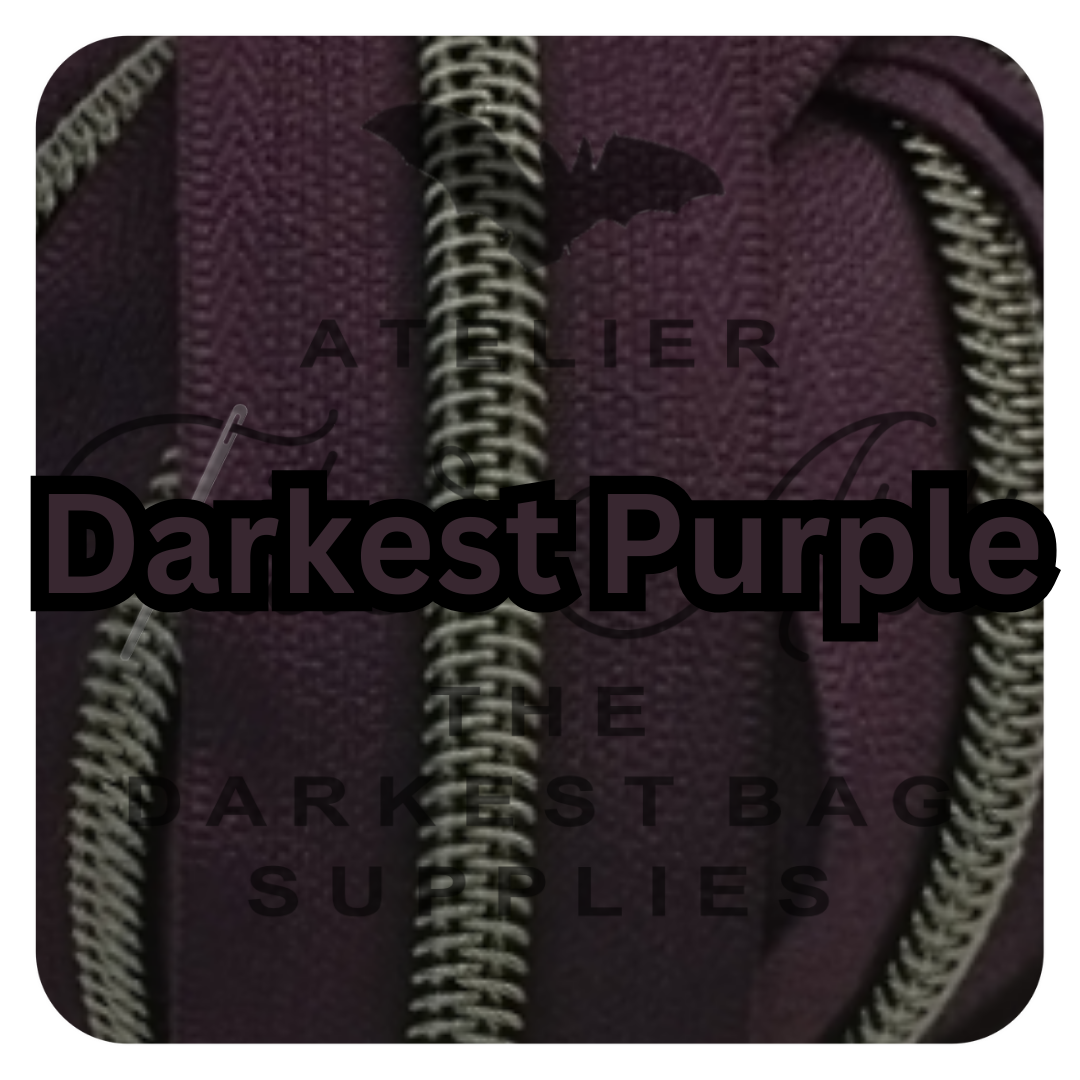 #5 Zipper - Darkest Purple - by the meter - Gunmetal Teeth at Atelier Fiber Arts