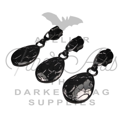 #5 Dino Egg Nylon Zipper Pulls - Gunmetal - 3pcs at Atelier Fiber Arts