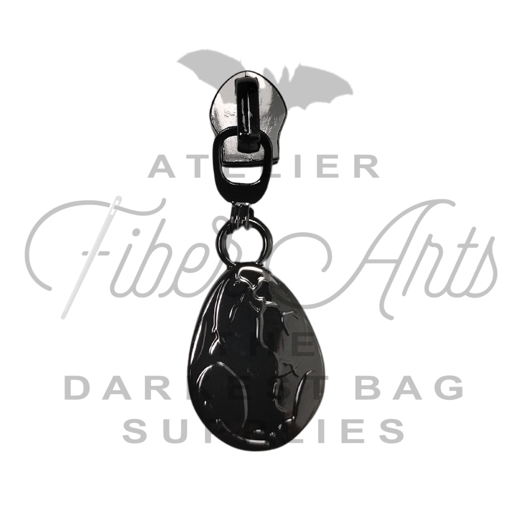 #5 Dino Egg Nylon Zipper Pulls - Gunmetal - 3pcs at Atelier Fiber Arts