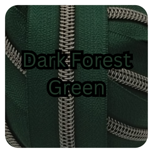 #5 Zipper - Dark Forest Green with Gunmetal Teeth - by the meter at Atelier Fiber Arts