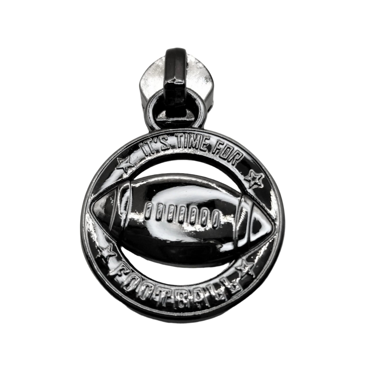 #5 Football Nylon Zipper Pulls in Gunmetal - 3pcs at Atelier Fiber Arts