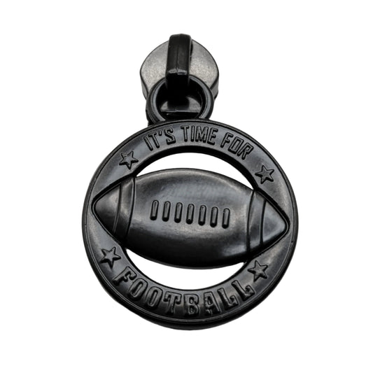 #5 Football Nylon Zipper Pulls in Matte Black - 3pcs at Atelier Fiber Arts