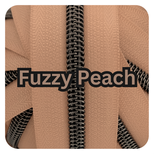 #5 Zipper - Fuzzy Peach with Gunmetal Teeth - by the meter at Atelier Fiber Arts