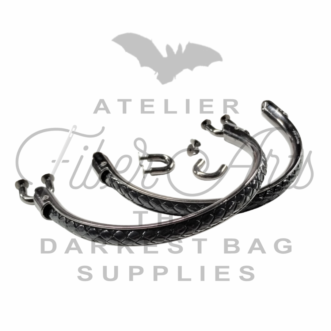 Purse Handle - GUNMETAL with Black Vinyl - 12cm / 4.75in - 2pcs at Atelier Fiber Arts