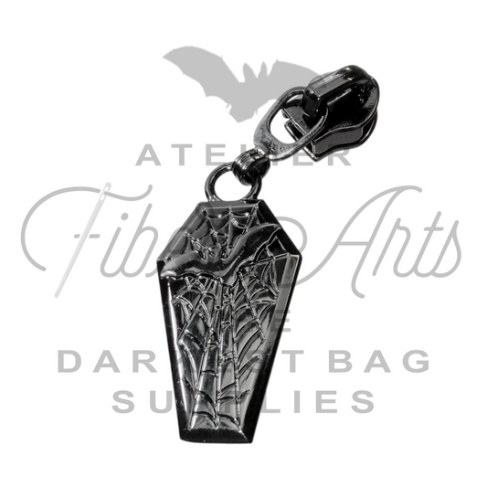 #5 Bat Coffin Nylon Zipper Pulls in Gunmetal - 3pcs at Atelier Fiber Arts