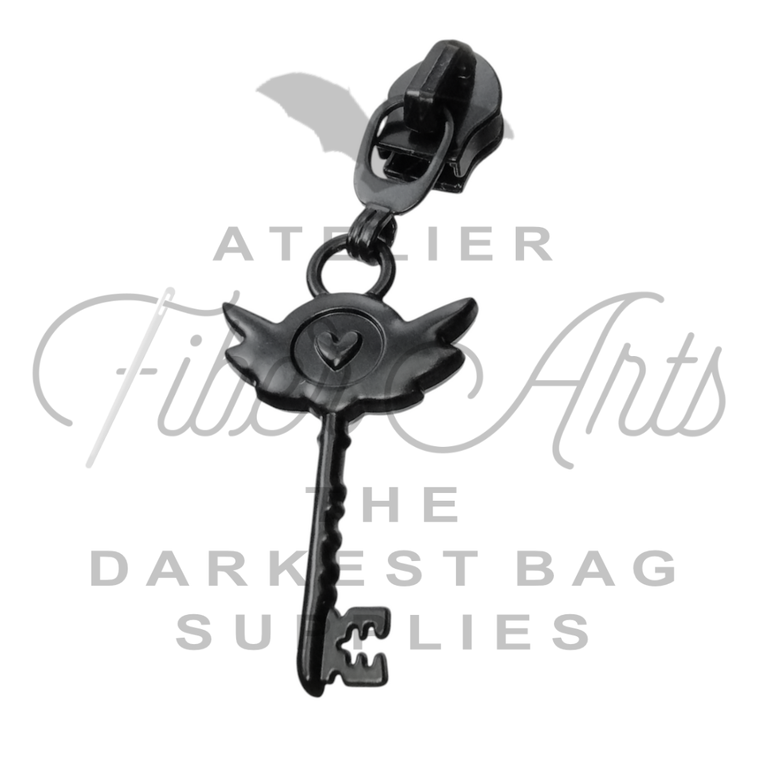 #5 Hazbin Hotel Key Nylon Zipper Pulls in Matte Black - 3pcs at Atelier Fiber Arts