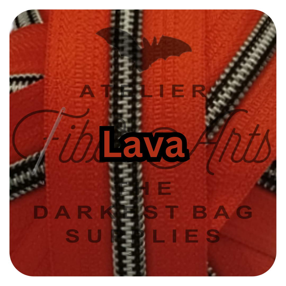 #5 Zipper - Lava - by the meter - Gunmetal Teeth at Atelier Fiber Arts