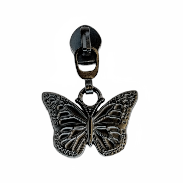 #5 Butterfly Nylon Zipper Pulls - Matte Black - 3pcs at Atelier Fiber Arts