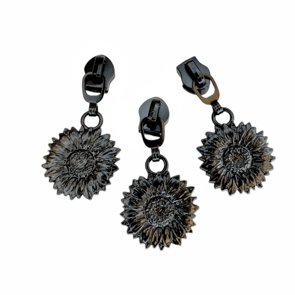 #5 Sunny Disposition - Nylon Zipper Pulls - Matte Black - 3pcs at Atelier Fiber Arts