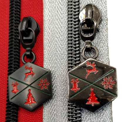 #5 Jollyday Spirit Nylon Zipper Pulls in Gunmetal and Enamel - 3pcs at Atelier Fiber Arts