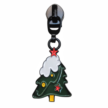 #5 Jollyday Tree Enamel Nylon Zipper Pulls in Matte Black - 3pcs at Atelier Fiber Arts