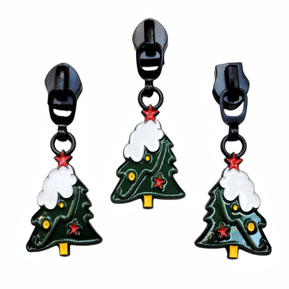 #5 Jollyday Tree Enamel Nylon Zipper Pulls in Matte Black - 3pcs at Atelier Fiber Arts