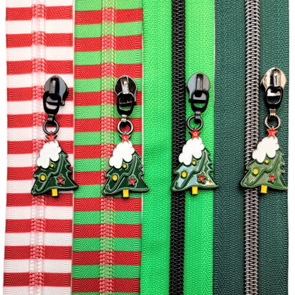 #5 Jollyday Tree Enamel Nylon Zipper Pulls in Matte Black - 3pcs at Atelier Fiber Arts