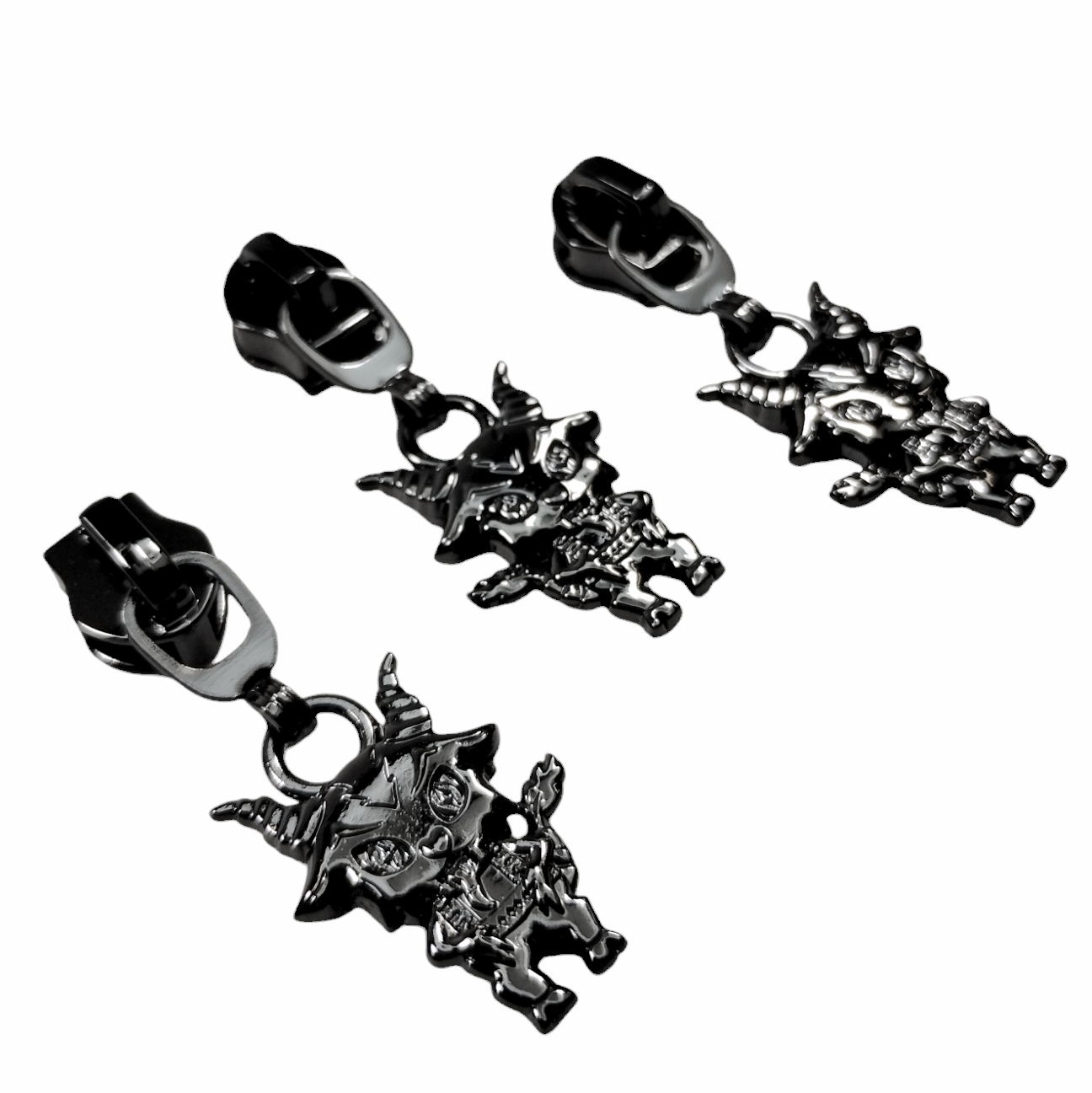 #5 Krampus Nylon Zipper Pulls Gunmetal - 3pcs at Atelier Fiber Arts