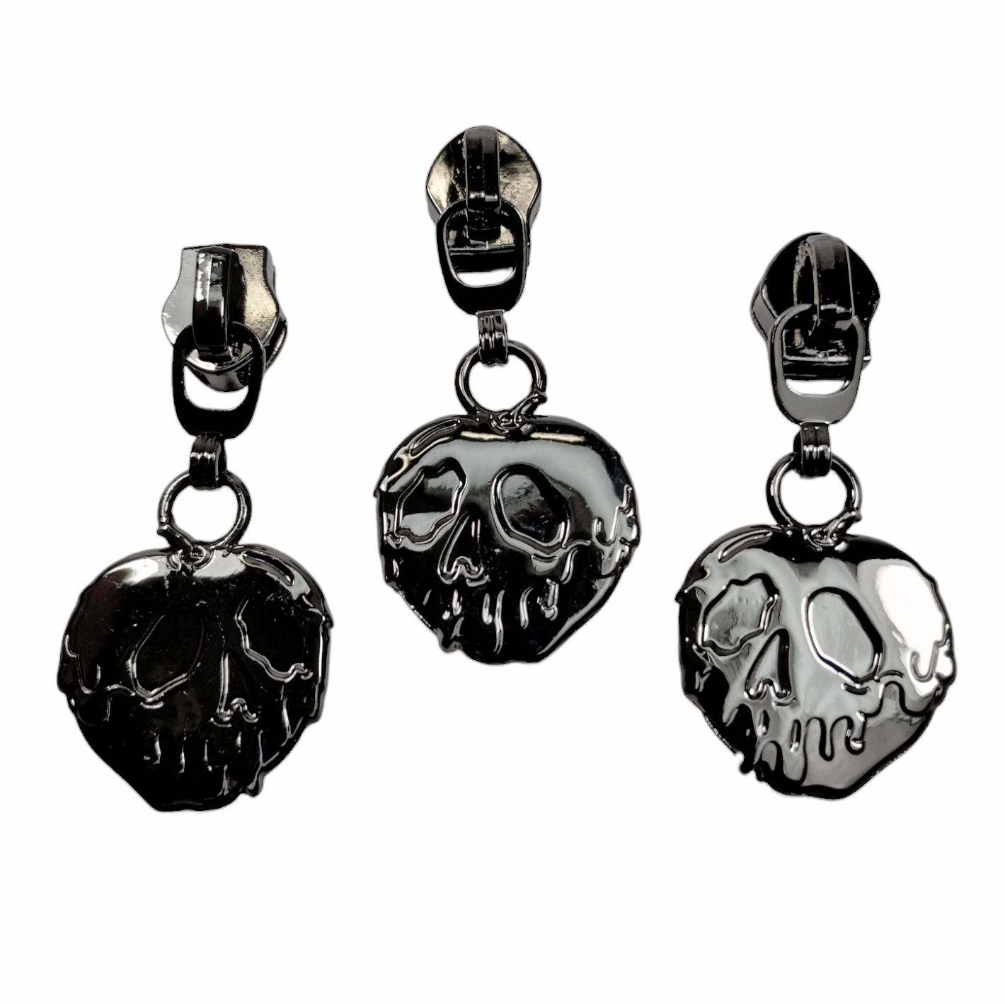 #5 Poisoned Nylon Zipper Pulls in Gunmetal - 3pcs at Atelier Fiber Arts