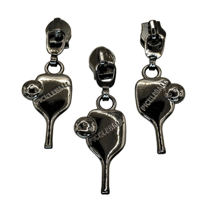 #5 Pickleball Nylon Zipper Pulls in Gunmetal - 3pcs at Atelier Fiber Arts