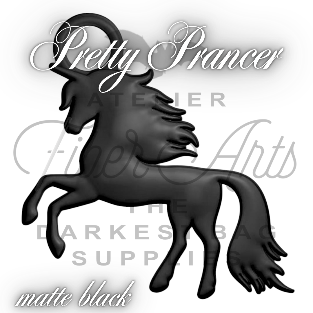 PRE-SALE #5 Pretty Prancer Nylon Zipper Pulls in Matte Black - 3pcs at Atelier Fiber Arts