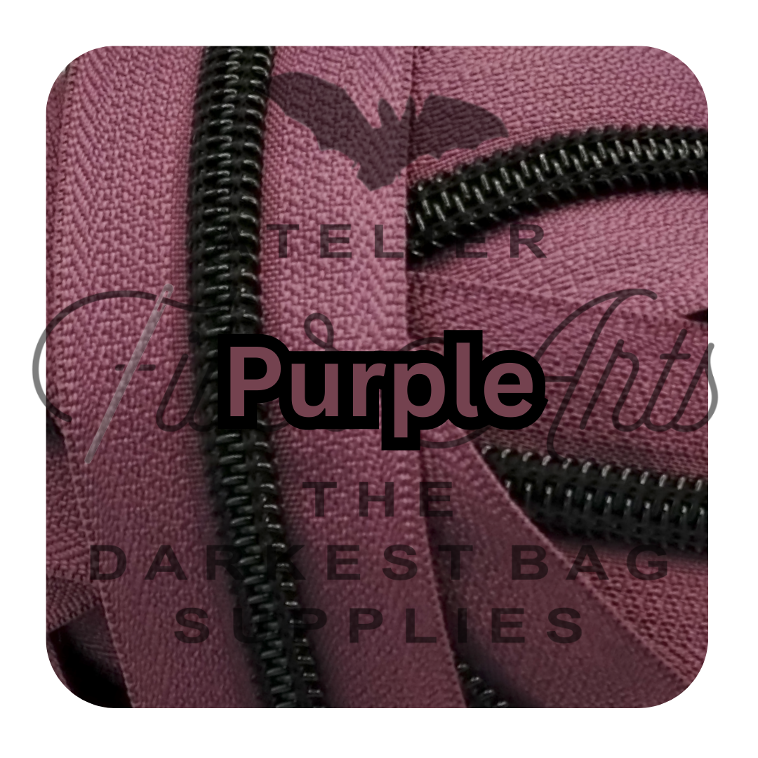 #5 Zipper - Purple - by the meter - Black Teeth at Atelier Fiber Arts