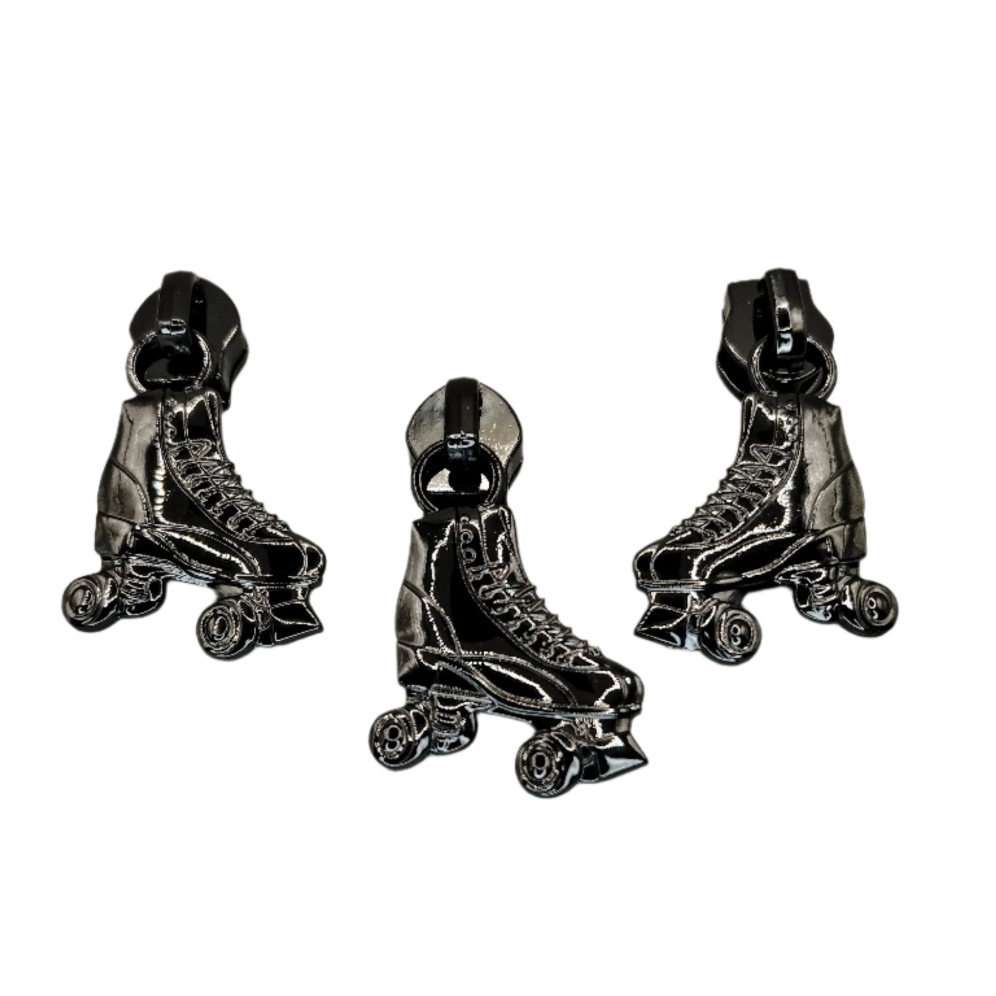 #5 Roller Derby Nylon Zipper Pulls in Gunmetal - 3pcs at Atelier Fiber Arts