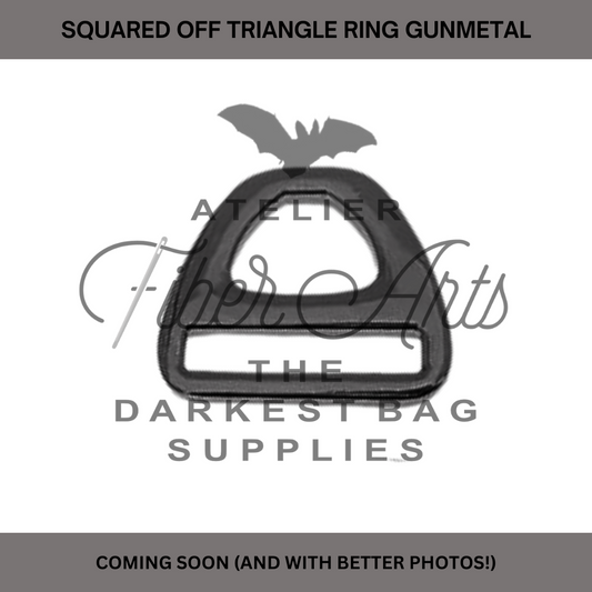 Squared Off Triangle D-Ring - 25mm (1in) - GUNMETAL - 2 per pack at Atelier Fiber Arts