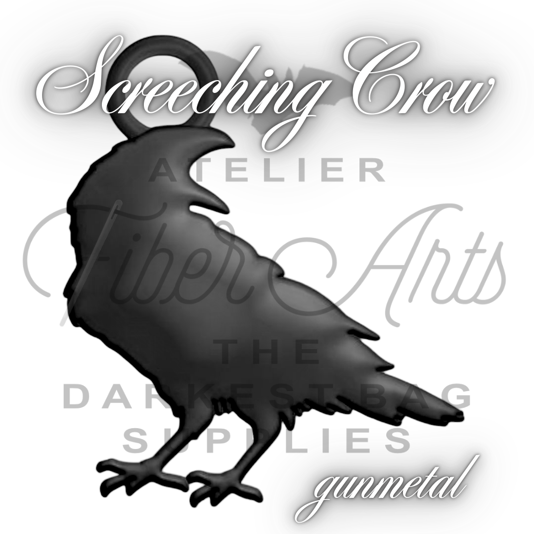 PRE-SALE #5 Screeching Crow Nylon Zipper Pulls in Gunmetal - 3pcs at Atelier Fiber Arts