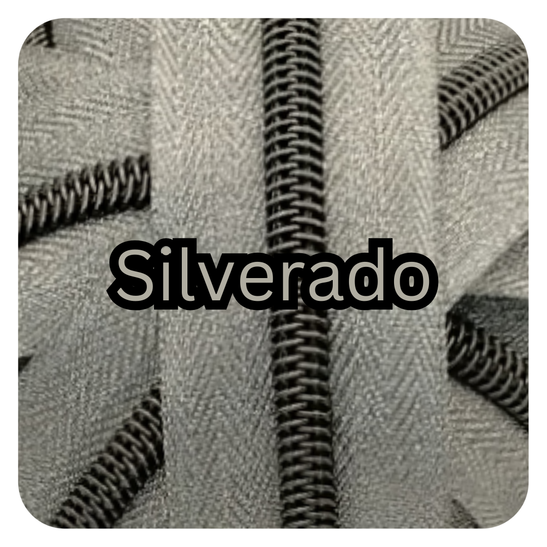 #5 Zipper - Silverado with Gunmetal Teeth - by the meter at Atelier Fiber Arts