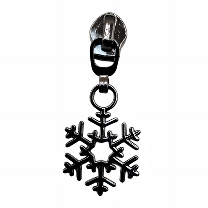 #5 Jollyday Snowflake Nylon Zipper Pulls in Gunmetal - 3pcs at Atelier Fiber Arts