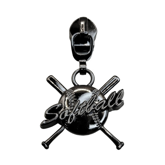 #5 Softball Nylon Zipper Pulls in Gunmetal - 3pcs at Atelier Fiber Arts